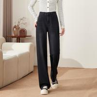 舒适高腰直筒裤牛仔裤女秋季2024窄版阔腿裤女拖地裤长裤