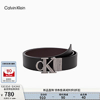 卡尔文·克莱恩 Calvin Klein Jeans24秋季男士双面用ck银色哑光字母带头牛皮腰带4G7002G R2F-太空黑 100cm