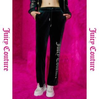橘滋【JUICY COUTURE】绿色森林重工logo烫钻丝绒女式休闲裤