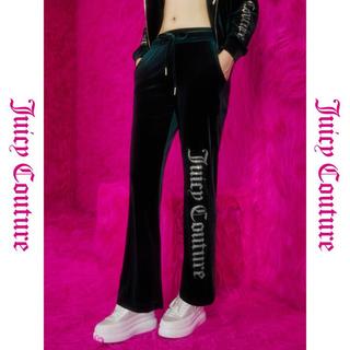 橘滋【JUICY COUTURE】绿色森林重工logo烫钻丝绒女式休闲裤