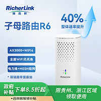 RicherLink 瑞吉联 AX3000千兆无线子母全屋家用路由器WIFI6电力猫信号放大器穿墙王 R6子母路由单只装