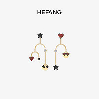 HEFANG Jewelry 何方珠宝 [HEFANG何方奥莱]表情包派对耳环925纯银女不对称长款耳坠饰品女