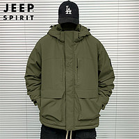 JEEP SPIRIT Jeep吉普冬新款男装保暖棉衣加厚可拆卸连帽宽松棉服大码抗寒外套