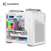 动力火车（PowerTrain）未知玩家X300白色MATX机箱台式电脑Type-C玻璃侧透立式桌面主机ITX外壳 支持240水冷 双提手