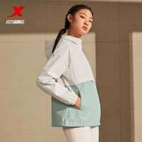 XTEP特步防泼水外套|2024春秋季男女运动夹克上衣男款连帽户外风衣 棉花白（女） 2XL