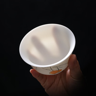 MULTIPOTENT功夫茶具套装手绘中国白羊脂玉瓷素烧三才盖碗套组事事如意