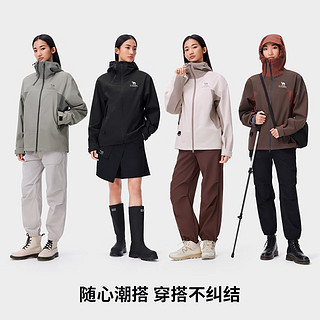 骆驼（CAMEL）户外硬壳冲锋衣男女单冲防风防外套2024秋登山服【黑甲】R727 砖石褐/红木棕，男女同款 XL