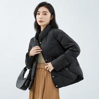 冬季抗寒女士外套保暖90白鸭绒时尚简约短款立领女式羽绒服