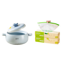 炊大皇 砂锅煲仔饭炖锅2.5L  +太力拉链食品级封口袋 共200只（小号2+中号2+大号3）