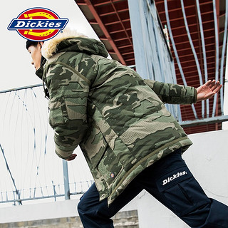 dickies 羽绒服 印花撞色时尚百搭男式灰鸭绒厚外套9482 军绿色迷彩印花 M 充绒量：190g