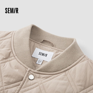 森马（Semir）棉服男2024冬季微皱感绗线菱格肌理外套棒球领棉衣潮109724112110 浅卡其50311 L