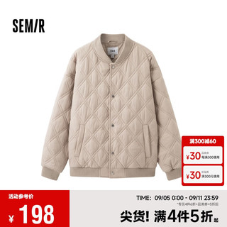 森马（Semir）棉服男2024冬季微皱感绗线菱格肌理外套棒球领棉衣潮109724112110 浅卡其50311 L