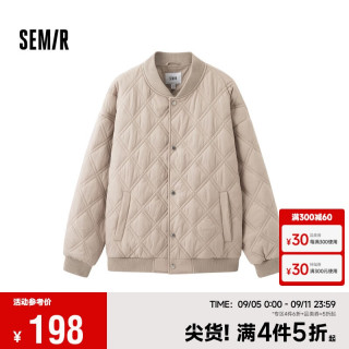 森马（Semir）棉服男2024冬季微皱感绗线菱格肌理外套棒球领棉衣潮109724112110 浅卡其50311 L