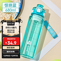 cille 希乐 运动水杯大容量tritan男女学生塑料杯子带滤网茶杯 惊艳蓝680ml