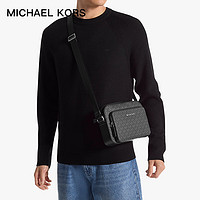 MICHAEL KORS 迈克·科尔斯 圣诞送礼MK男包COOPER老花单肩斜挎包 中号 黑色