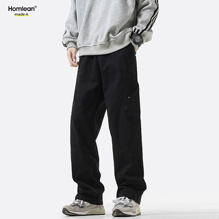 Homlean美式休闲裤男冬季小众潮牌复古宽松工装长裤子24K30160卡其色M M（95-110斤）