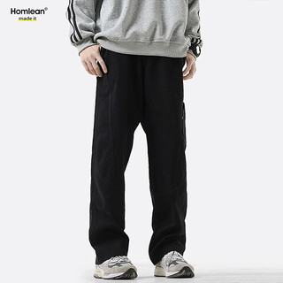 Homlean美式休闲裤男冬季小众潮牌复古宽松工装长裤子24K30160卡其色M M（95-110斤）