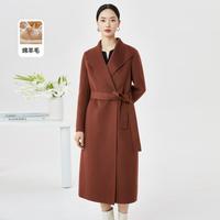 冬季纯羊毛双面呢毛呢呢子大衣呢修身外套女
