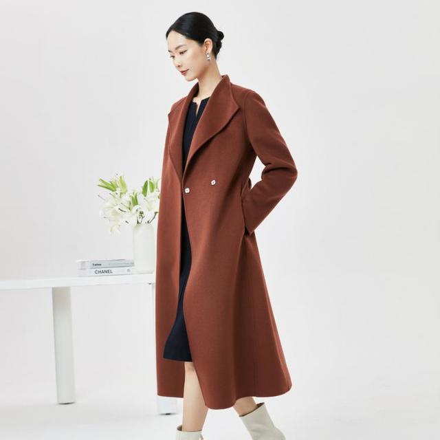 冬季纯羊毛双面呢毛呢呢子大衣呢修身外套女