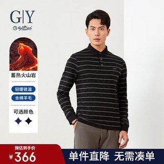 goldlion 金利来 GY服饰长袖polo衫男秋冬保暖火山岩时尚百搭翻领上衣 黑色 L00