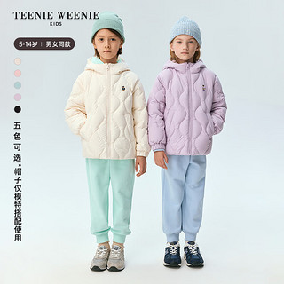 TEENIE WEENIE Kids小熊童装24冬季男女童舒适刺绣连帽羽绒服 香草小吐司（象牙白) 140cm