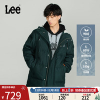 李 Lee舒适版防泼溅男仿羊羔绒毛帽里中长款连帽面包羽绒服LT00399