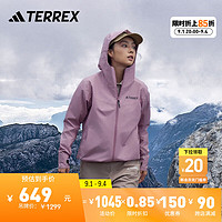 adidas抗风透湿防水透汽户外运动2L连帽冲锋衣女装阿迪达斯TERREX 魔幻紫粉 XL