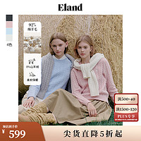 E·LAND 衣恋 ELAND衣恋圆领毛衣女棉花糖针织衫24秋冬 浅粉色(26)L/Pink M/165