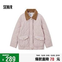 Semir 森马 [商场同款]棉服女中长款轻薄宽松拼接翻领2024冬棉衣101724112007