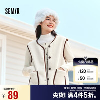 森马(Semir)马甲女撞色简约复古叠穿冬季2024仿麂皮仿羊羔毛外套109724103001