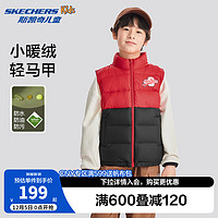 SKECHERS 斯凯奇 秋冬季男女中大童梭织羽绒服背心L424K032/L424K096 赛车红/001W 160