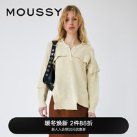 moussy 秋季女装不规则下摆开叉落肩毛衣针织衫010GS270-0330 013象牙色 00020/F