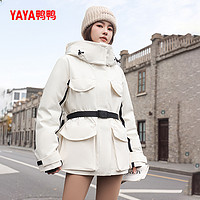 YAYA 鸭鸭羽绒服 女士2024年冬季新品中长款保暖显瘦加厚鸭绒时尚厚外套