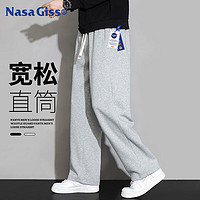 NASA GISS休闲裤男宽松直筒阔腿裤潮流长裤子 花灰直筒常规 (180/84A)XL