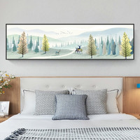 忆画 北欧卧室装饰画床头挂画现代简约温馨风景画宾馆酒店装饰画客厅沙发背景墙壁画有框画 B-麋鹿森林 爵士黑框50