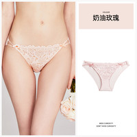 蕾丝内裤女薄性感纯欲日系低腰纯棉抗菌裆小仙女三角裤 贝吉-奶油玫瑰色 M
