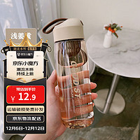 IJARL 亿嘉 塑料水杯便携随身杯潮流随手杯开学水杯塑料杯咖色550ml 随手杯咖色 550ml 1个