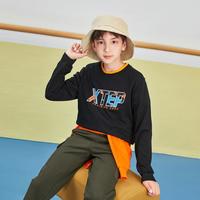 特步 XTEP时尚长袖上衣T恤 男中大童简约百搭长T
