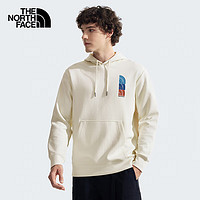 THE NORTH FACE 北面 针织卫衣情侣款户外休闲印花帽衫8ATA 米白色/QLI XL