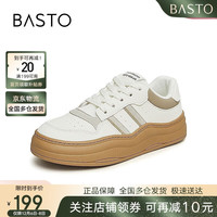 百思图24春季休闲板鞋厚底女休闲鞋VCB31AM4