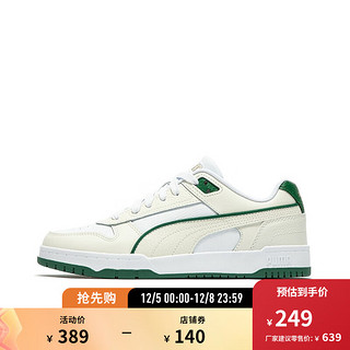 PUMA 彪马 男女同款复古休闲板鞋 RBD GAME LOW 386373 白-灰色-深绿色-金色-11 40