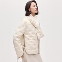 新中式国风设计感刺绣围巾短款羽绒服女外套2024秋季