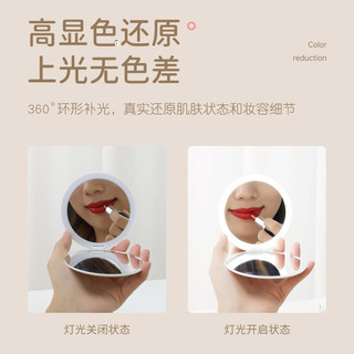 绿巨能（llano）化妆镜带灯led便携式随身智能补光手持迷你小镜子补妆女生 【白色】小巧便携 轻松放袋