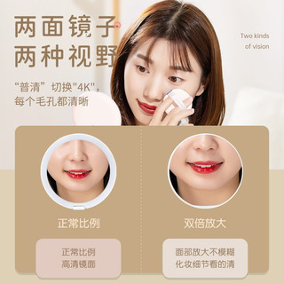绿巨能（llano）化妆镜带灯led便携式随身智能补光手持迷你小镜子补妆女生 【白色】小巧便携 轻松放袋
