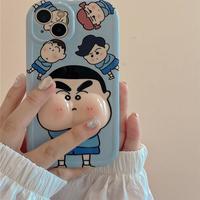 ins创意大哥大奶黄芝士适用苹果16promax手机壳iphone1514解压捏捏13pro11女12男16plus14保护套 蓝底新之助   解压捏捏捏脸蛋