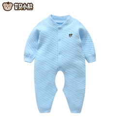 艾贝小熊 [空气棉]婴儿连体衣服睡衣加厚夹丝内衣宝宝开裆哈衣长袖爬服秋冬