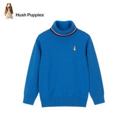 Hush Puppies 暇步士 童装儿童打底衫男童春秋季新款男大童时尚针织打底衫 宝蓝 120cm