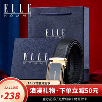 ELLE HOMME法国品牌皮带男真皮男士腰带自动扣高档裤带父亲 902061金色【蓝色专柜礼盒】 115cm 可长度