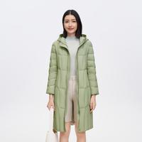 鹅绒高级感小廓形收腰显瘦气质连帽中长款羽绒服外套