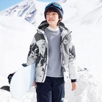 防水加厚滑雪服男童羽绒服儿童冬季保暖中大童连帽中长款外套